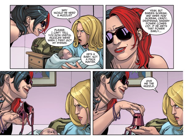 Harley Quinn Gives Gifts to Black Canarys Baby