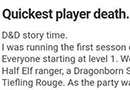 The Quickest Player Death in Dungeons & Dragons