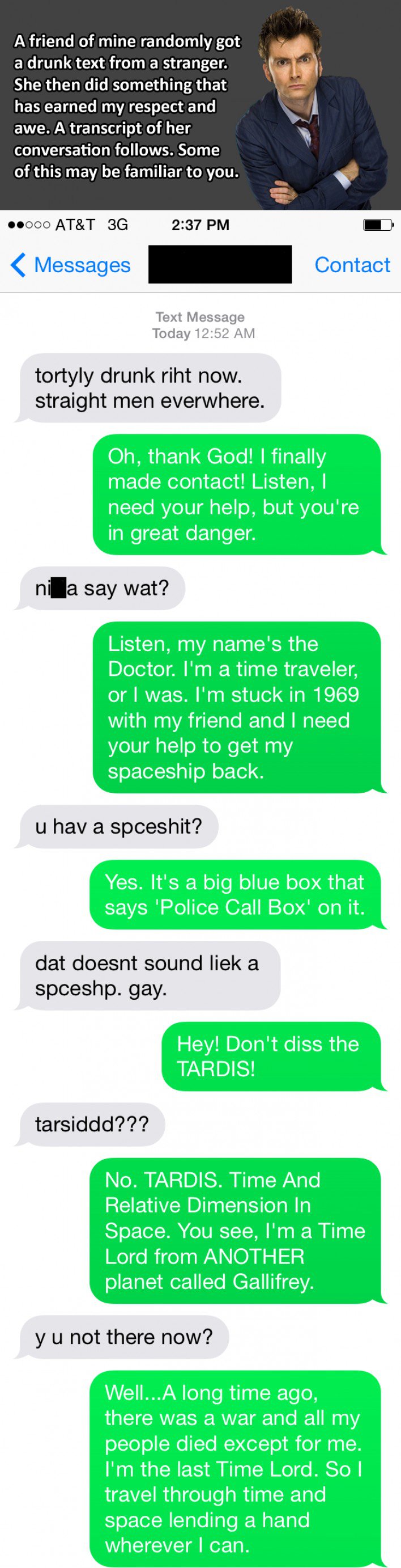 What Happens What Happens When a Drunk Texts a Doctor Who Fan