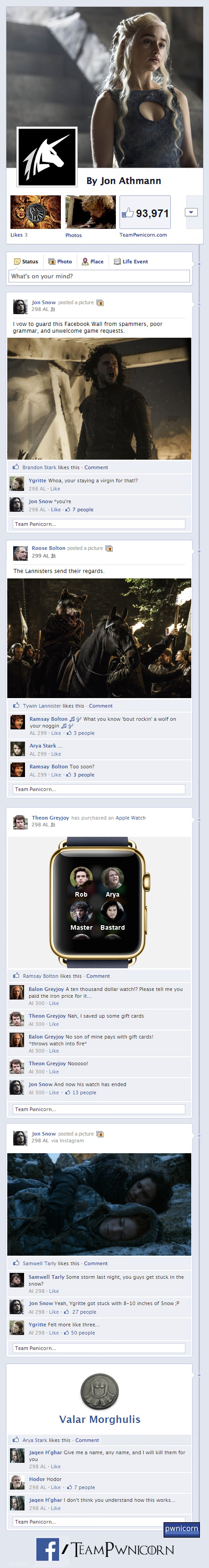 If the Game of Thrones Characters Used Facebook