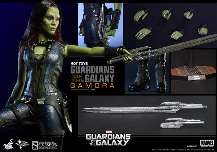 Gamora from Guradians of the Galaxy Sixth Scale Figure + Star-Lord, Rocket & Groot