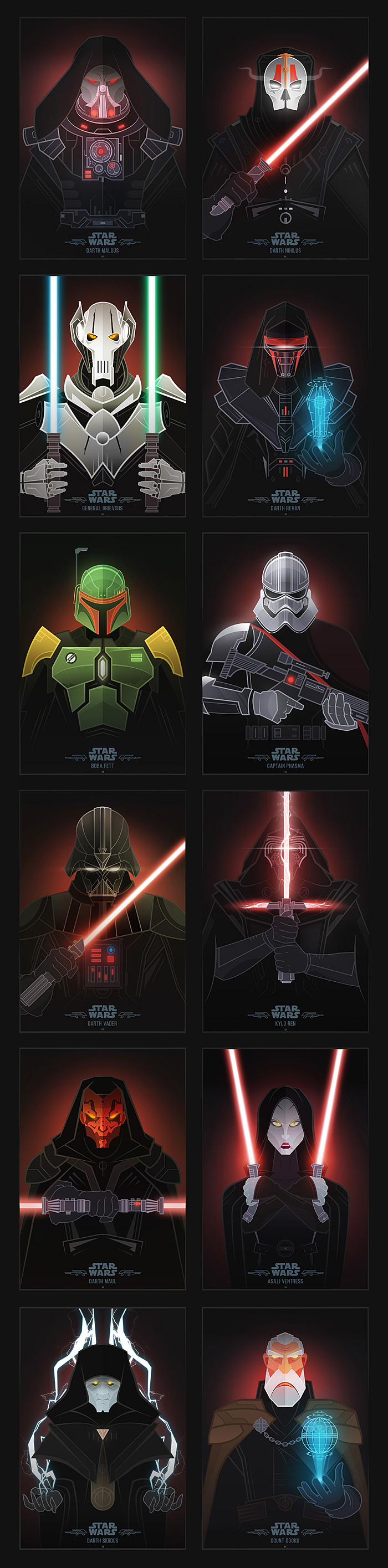 Star Wars Villains Illustrations