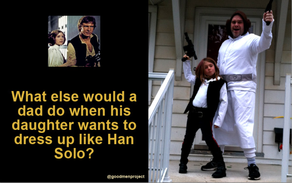 Awesome Dad Dresses Up for Halloween as Leia with His Daughter as Han Solo