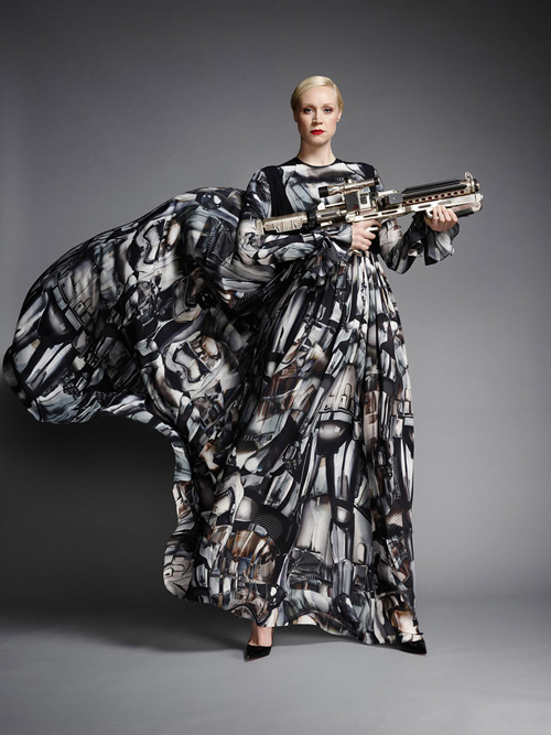 Gwendoline Christie Models High Fashion Captain Phasma Gown