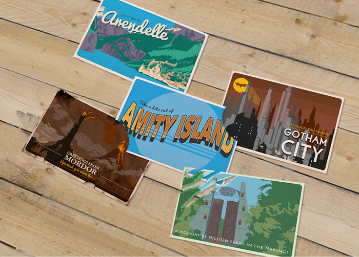 Geeky Postcards from Fictional Destinations