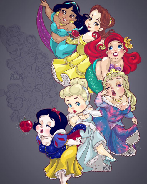 Cute Plus-Size Disney Princesses Fan Art