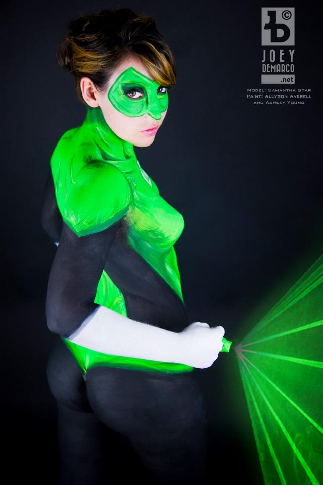 cosplay] Green Lantern inspired makeup + body paint. By
