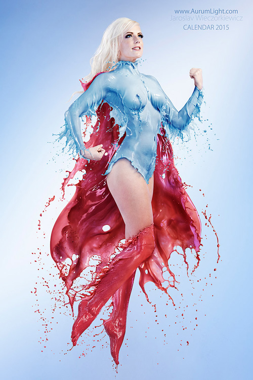 Incredible Marvel & DC Splash Superheroine Costumes Created from Liquid 
