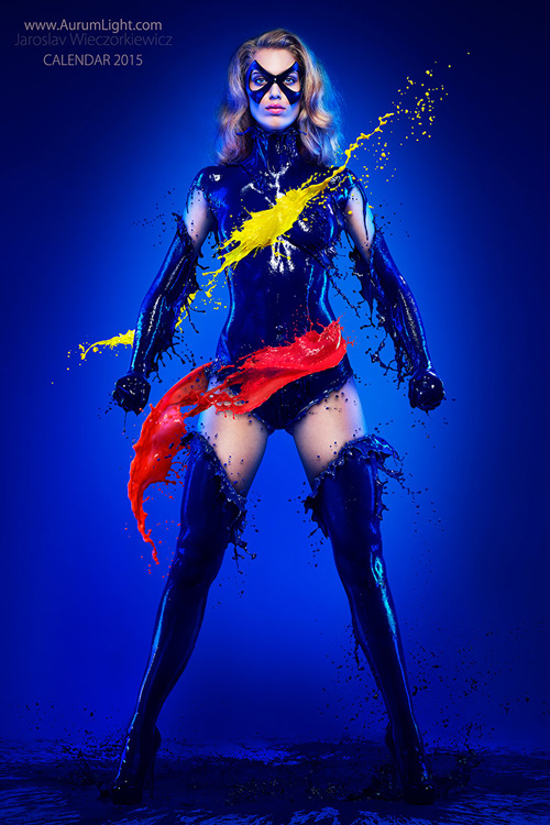 Incredible Marvel & DC Splash Superheroine Costumes Created from Liquid 