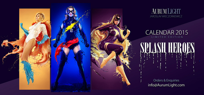 Incredible Marvel & DC 
Splash Superheroine Costumes Created from Liquid 