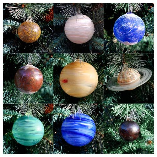 Planet Saturn Glass Blown Hanging Christmas Ornament 